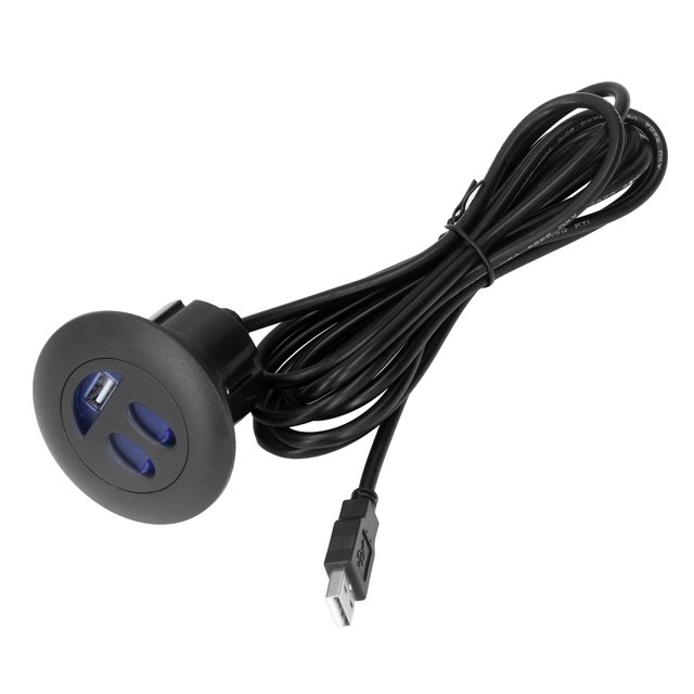 Prise de Charge USB, Port de Charge pour Téléphone Universel Bleu Rétroéclairage LED Montage Affleurant Protection de Circuit avec Cordon de 2,5m pour Canapé Électrique Inclinable de Bureau