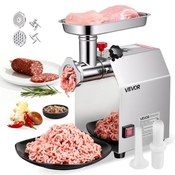 VEVOR Commercial Electric Meat Grinder, 5 lbs/min Capacity, #8 Industrial Meat Mincer with 2 Stainless Steel Blades, 2 Grinding Plates, 600W Heavy-Duty Sausage Maker Stuffer