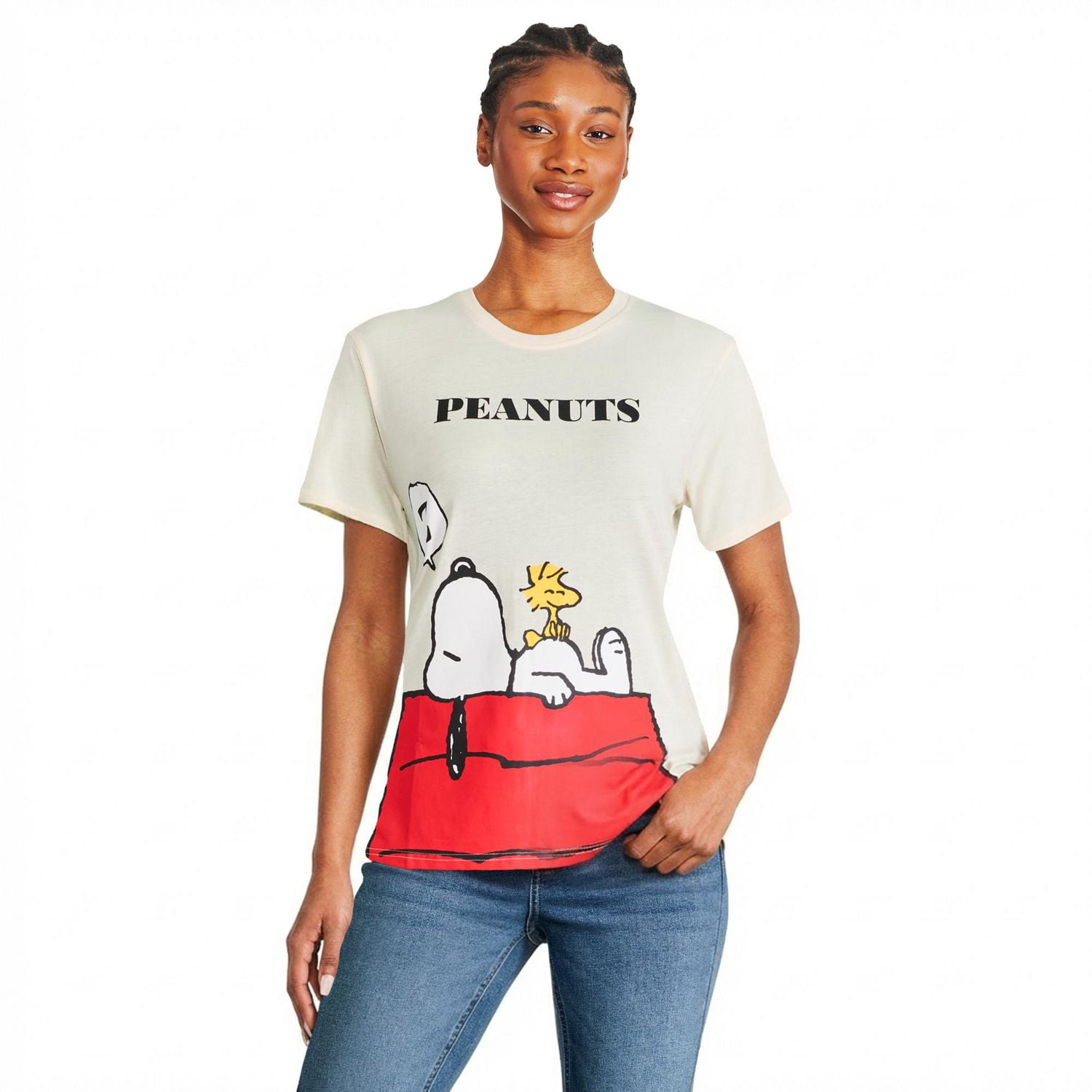 T-shirt à imprimé graphique Snoopy Peanuts pour femmes