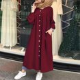 thumbnail image 1 of TopLLC Longues Robe à Manches à Col Rond la Mode Robe d'Hiver pour Femme Grande Taille Décontractée Col Rond Ample Aguichant Boutons Poche Robe Imprimée à Manches Longues Robe pour Femme, 1 of 4