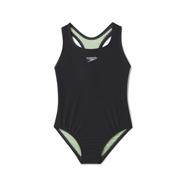 Speedo Girls Solid Racerback One Piece Thick Strap Swimsuit - Anthracite, Size: 10