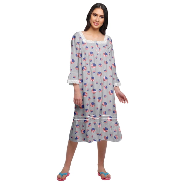 Moomaya Chemise de Nuit Évasée en Coton pour Femmes