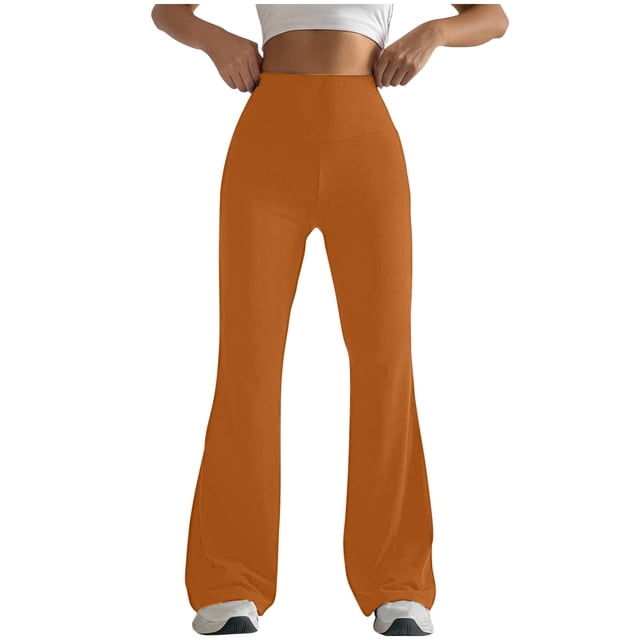 Timegard Workout Legging for Women High Waist Slim Fitting Bell Bottom Basic Yoga Trousers Solid Color
