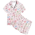 thumbnail image 1 of Toddler Girl Pajamas Pattern Printed Short Sleeve Button Down Shorts Set Outfits Baby Girl Clothes Black 4-5 Years, 1 of 3