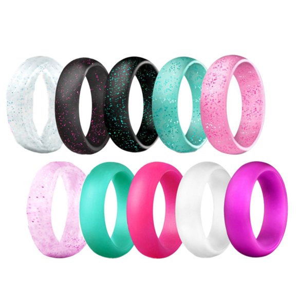 Silicone Wedding Ring For Women Thin And Stackable Rubber Band For Love Couple Souvenir And Outdoor Active Exercise 10 Rings Pack