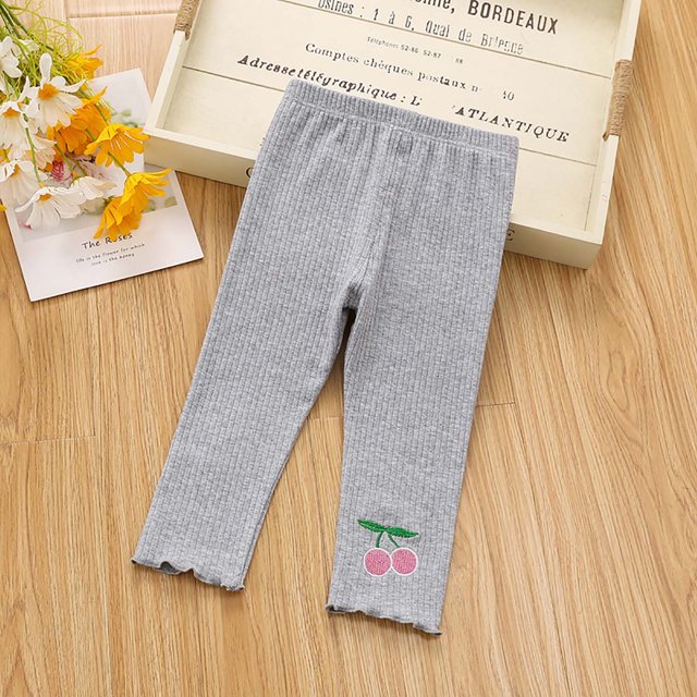 MeetoTime Infant Toddler Girls Cotton Ribbed Leggings Solid Color Skinny Ankle Length Pants for Kids