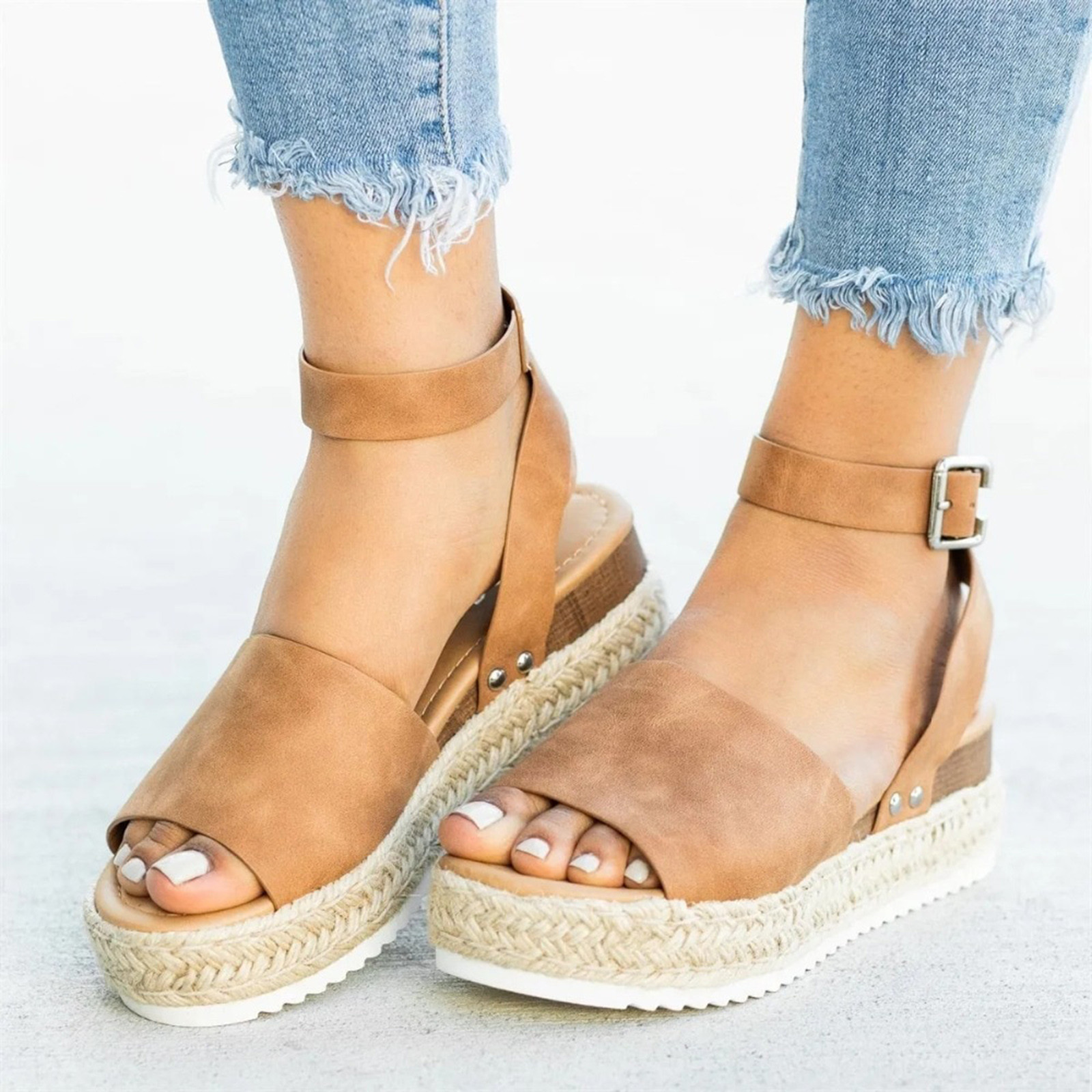Dvkptbk Sandales Femmes Mode Décontractée à Bout Ouvert Plateformes Compensées Sandales Chaussures Chaussures pour Femmes