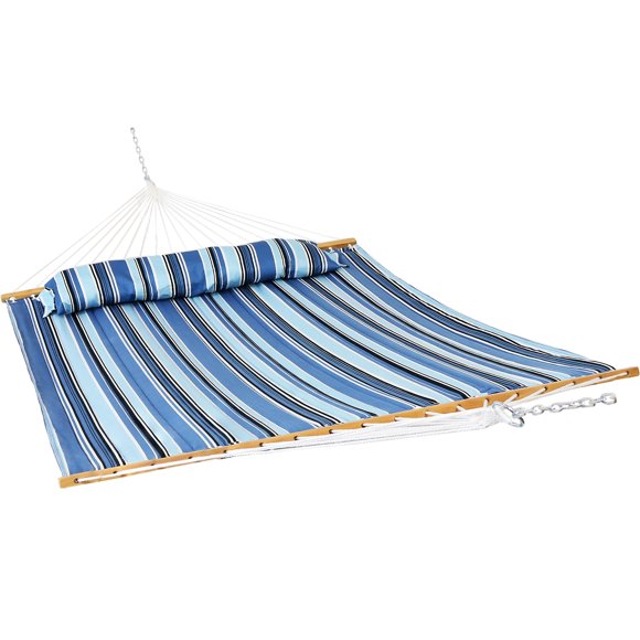 Sunnydaze Decor Sunnydaze Hamac d'Extérieur en Tissu Matelassé - Deux Personnes avec Barres d'Écartement - Capacité Robuste de 450 Livres - Plage Brumeuse