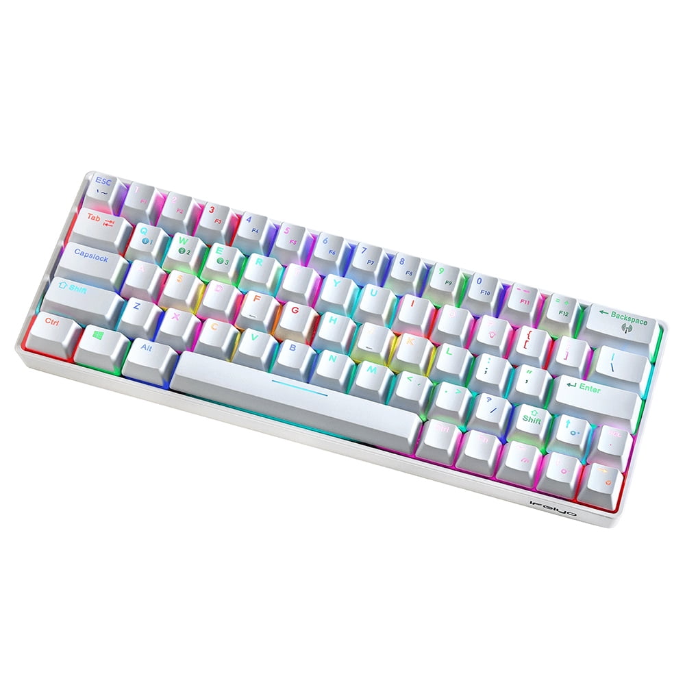 Amdohai Compact Mechanical Multi-device Keyboard with 64 keys BT & Wired Mode 18 RGB Backlit Effects N-key Rollover White Red Switches