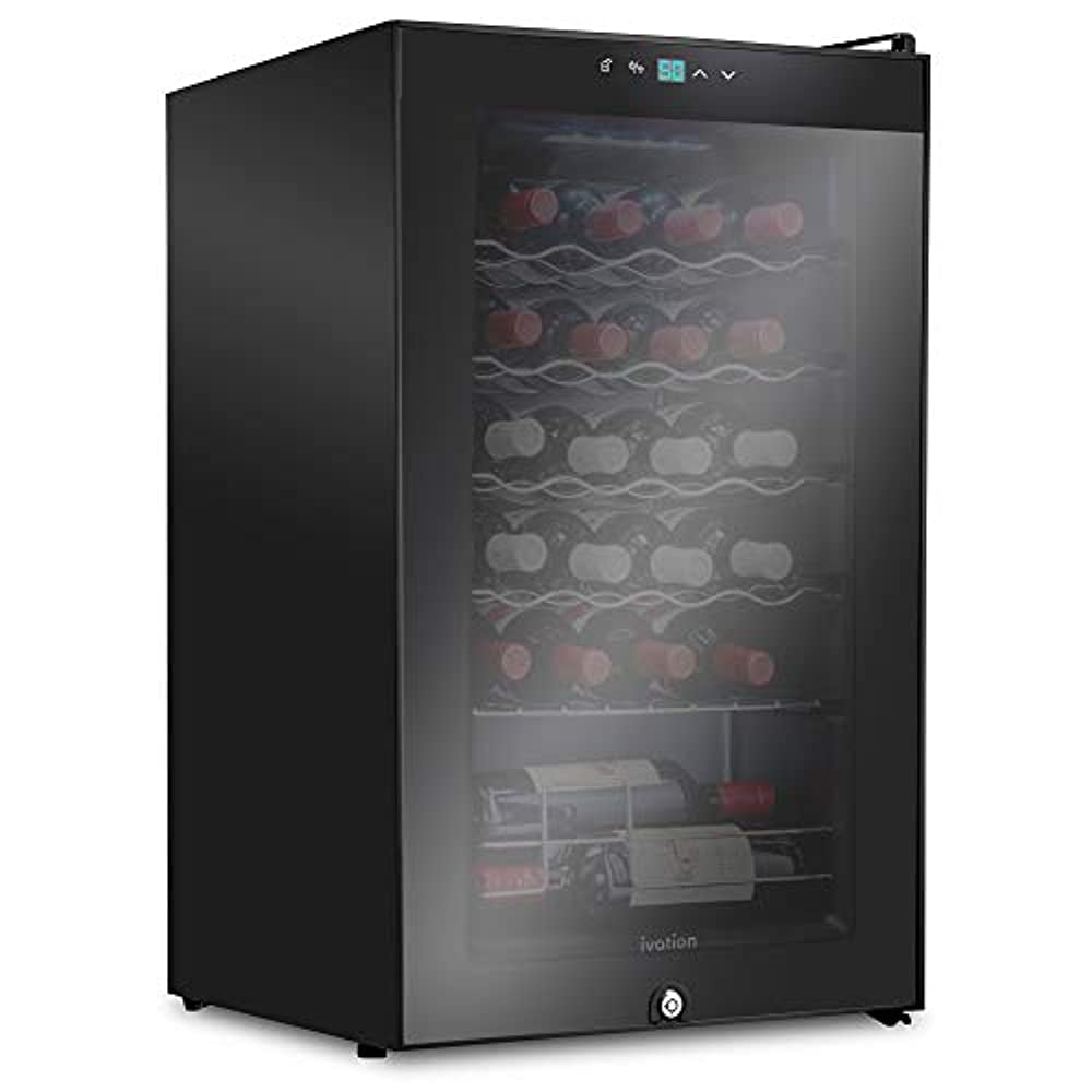 Ivation 24 Bottle Compressor Wine Cooler Refrigerator with Lock, Black