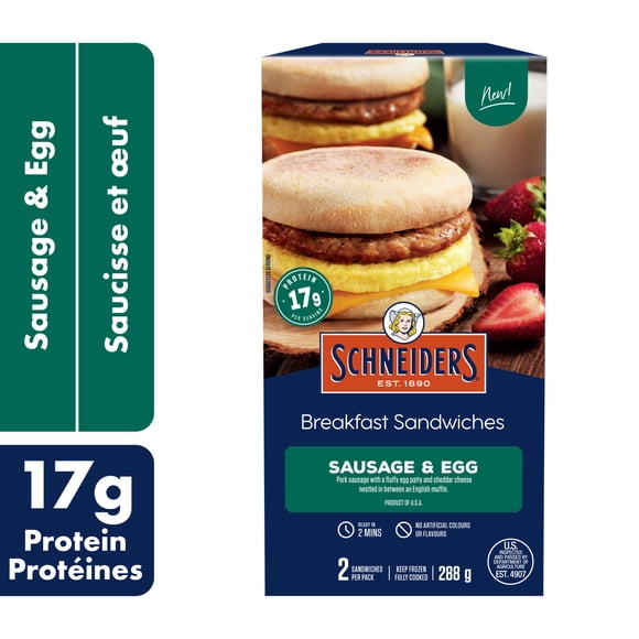 Schneiders Sausage & Egg Breakfast Sandwiches, 2 per pack, 288 g