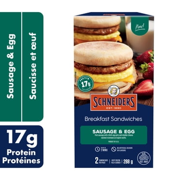 Sandwichs déjeuner Saucisse et œuf, 2 par paquet Schneiders 288 g