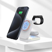 Multifunctional Foldable Wireless Charger For And IOS Smart Phones Watches Earphones 3 In 1 Magnetic 15W Wireless Fast Charger With LED Light