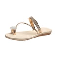 thumbnail image 1 of Pompotops Women Summer Clip-Toe Shoes Rhinestone Flats Casual Beach Sandals, 1 of 9