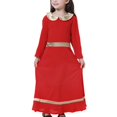 thumbnail image 1 of Belles Robes de Pâques pour Filles en Liquidation Robe Longue Musulmane Filles Moyennes Grandes Manches Longues Col Claudine Robe à Blocs de Couleur Robe Bouffante pour Filles Robe Tutu pour Tout-Petits Rouge Nouveau, 1 of 7