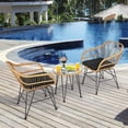 thumbnail image 4 of Costway 3PCS Patio Rattan Bistro Furniture Set Cushioned Chair Table Black, 4 of 10