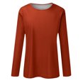 thumbnail image 4 of Timegard Womens Tops Long Sleeve Round Neck Solid Color Basic Tee Fall Casual Comfy Loose Tops Blouse, 4 of 5