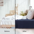 thumbnail image 3 of PiccoCasa Bed Skirt Double Brushed Microfiber with Dust Ruffle, Queen Navy Blue, 3 of 7