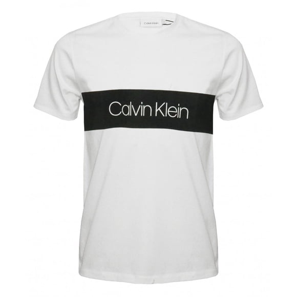Calvin Klein Men's Athleisure Logo Crewneck T-Shirt (Bright White/Logo, X-Large)