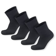 4 pairs Extra Wide Diabetic Cotton Socks, Quarter/Over-the-Ankle Health Socks (Black, Size 10-16)