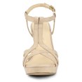 thumbnail image 2 of BLISSFUL STEP Women's T Strap Slingback Platform Heeled Sandals, 2 of 7