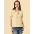 thumbnail image 3 of INSPIRE CHIC Blouse Droite Ample à Col en V à Nouer Imprimée pour Femme Jaune P, 3 of 5