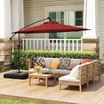 thumbnail image 2 of Gymax Parasol Suspendu Déporté Solaire de 10 Pi pour Patio avec 32 Lumières DEL Rouge, 2 of 10