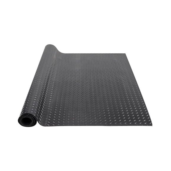 VEVOR Rouleau de Revêtement de Sol en Caoutchouc à Plaque Diamant, Tapis de Sol de Garage 3 mm x 4 Pi x 6 Pi, Rouleau de Revêtement de Sol de Garage en Caoutchouc SBR, Facile à Nettoyer, Tapis en Caoutchouc à Plaque Diamant pour sous les Voitures, Garage Industrie Gym, Noir