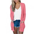 thumbnail image 1 of AherBiu Womens Cardigan Tops Long Sleeve Open Front Mid-Long Outwear with Pockets Spring Clothes, 1 of 5