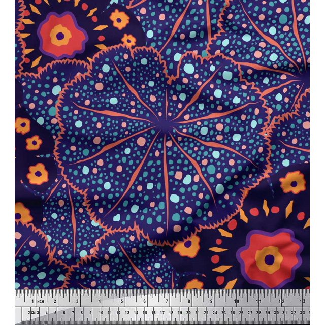 Soimoi Silk Fabric Mosaic Flower Printed Fabric 1 Yard 42 Inch Wide
