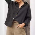 thumbnail image 2 of Timegard Long Sleeve Shirts for Women Cotton Linen Lightweight Button up Tops Blouse Fall Solid Color, 2 of 5