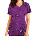thumbnail image 1 of RKSTN Women Tops Short Sleeve V-neck Tops Working Uniform Halloween Printed with Pockets Blouse Scrub Tops, 1 of 5