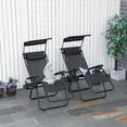 thumbnail image 2 of Outsunny 2 Piece Foldable Lounge Chair with Canopy Shade, Black, 2 of 10