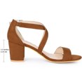 thumbnail image 2 of BLISSFUL STEP Women's Solid Color Open Toe Cross Strap Mid Chunky Heel Sandals, 2 of 6