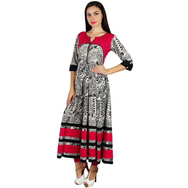 Bimba Kurti Anarkali Longue pour Femmes, Manches 3/4, Kurta Maxi, Blouse Noire de Designer