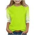 thumbnail image 1 of SERTG T-Shirt de Mode pour Enfants, Col Rond, Manches 3/4, Imprimé, pour l'Été et le Printemps, 4-15 Ans (Vert#3,13 Ans), 1 of 7