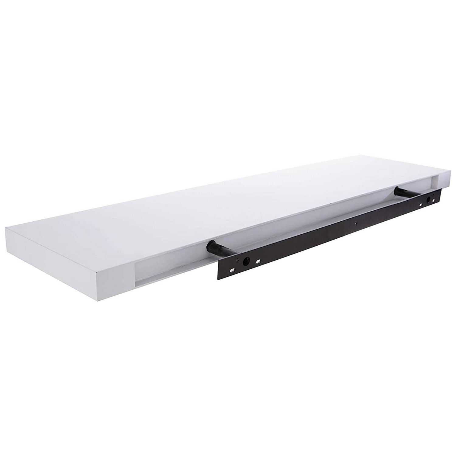 Kiera Grace Uniquely Modern Stockholm Aberg Engineered Wood Floating Wall Shelf With LED Light For Home, Room, & Office, 9"L x 36"W x 1.5"H, White
