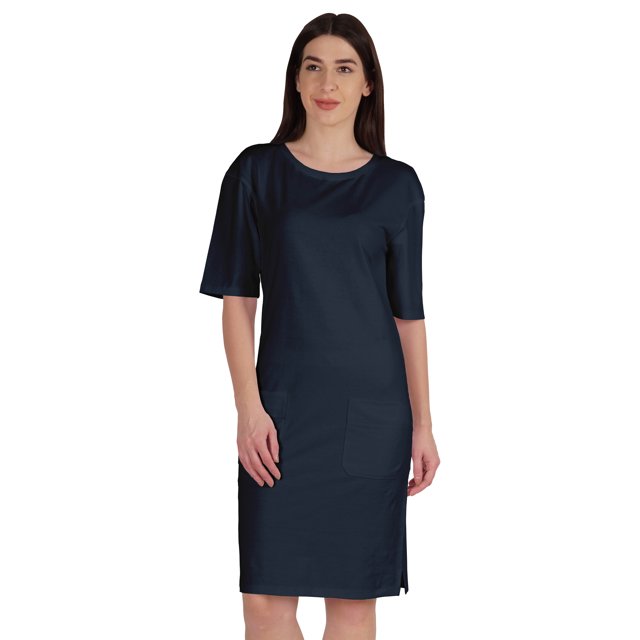 Inkmeso Robe T-Shirt pour Femmes à Manches au Coude, Coupe Régulière, avec Poches avant