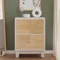 thumbnail image 1 of COZAYH 2-Drawer Farmhouse Bedroom Nightstand w/ Rustic Wood Ring Pattern, White, 1 of 11