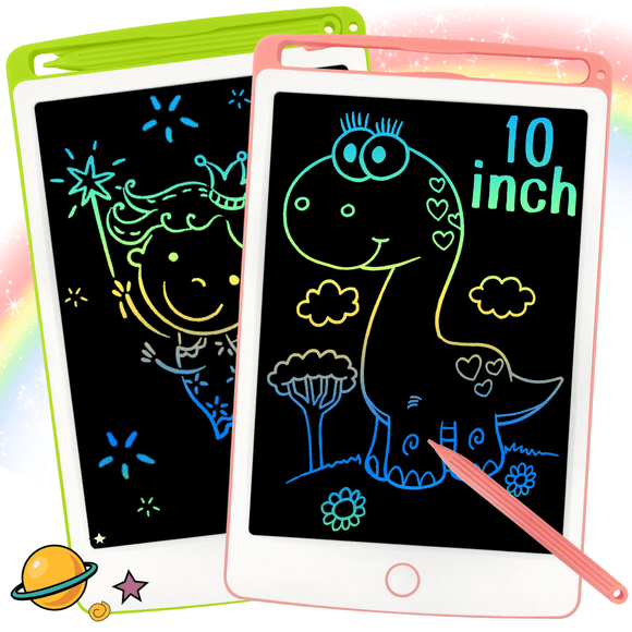 HLONK 10 Inch LCD Writing Tablet Pressure Sensitive Portable Drawing Pad Pink Green