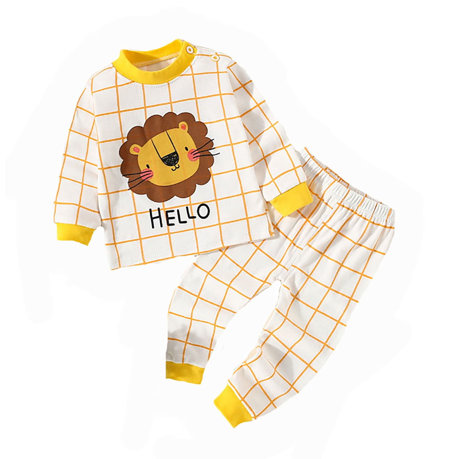 Hiiyo Ensemble de Pyjama pour Nouveau-Né Garçon, Haut à Manches Longues et Pantalon, Coupe Ajustée, Tenue de Nuit