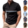 thumbnail image 1 of QIPOPIQ Men's Casual Golf Shirts Short Sleeve Button Down Striped Collared Shirts Summer Work T-Shirt Clearance, 1 of 9