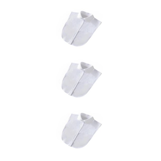 QualitChoice Simple Design Solid Color False Collar Formal Fashion Chiffon Fake Half Shirt Decorative Detachable Lapel Clothing Decor White Round 3PCS