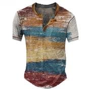 2025 Men T-Shirts, Men's Tops, Tees & Shirts Men's Digital Print Loose Men T Shirts Casual Personality Short V Neck T Shirts Sleeve