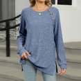 thumbnail image 2 of yoeyez Tunique en Tricot pour Femmes, Chandails à Manches Torsadées Patchwork, Col Ras du Cou Raglan, Chemises à Manches Longues, Hauts Mode Automne 2024, Bleu, M, 2 of 7