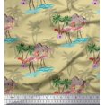 thumbnail image 1 of Soimoi Beige polyester Crepe Fabric Palm Tree, & Flamingo Bird Print Fabric by Yard 42 Inch Wide, 1 of 3