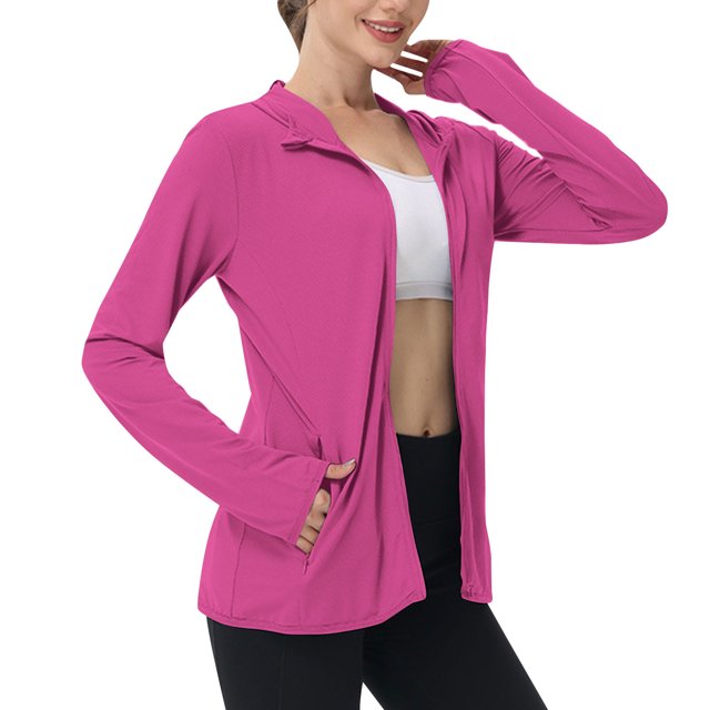 Long Sleeve Jackets for Women Quick Dry Athletic Stretch Blouses Rash Guard Slim Fit Shirts Tops Hiking Running Blouse Sun Protection Hoodie