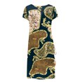 thumbnail image 4 of Pompotops Robe d'Été Aguichant à Manches Courtes et Col Rond Imprimée avec Cordon de Serrage pour Femmes, 4 of 4