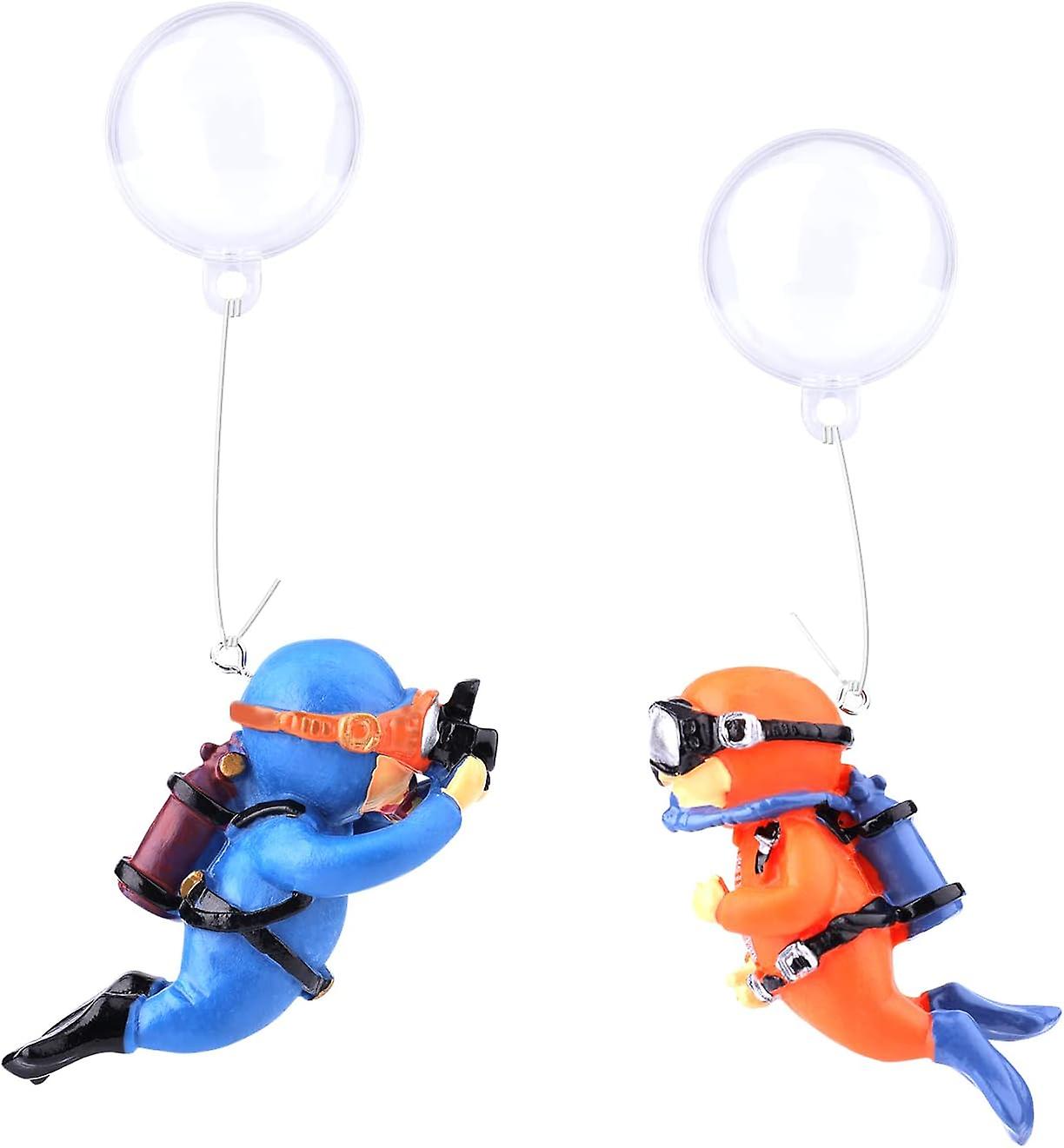 2 Pack Fish Tank Decorations, Cute Little Diver Aquarium Decoration Fish Tank Aquarium Diver Ornament Floating Aquarium Accessories