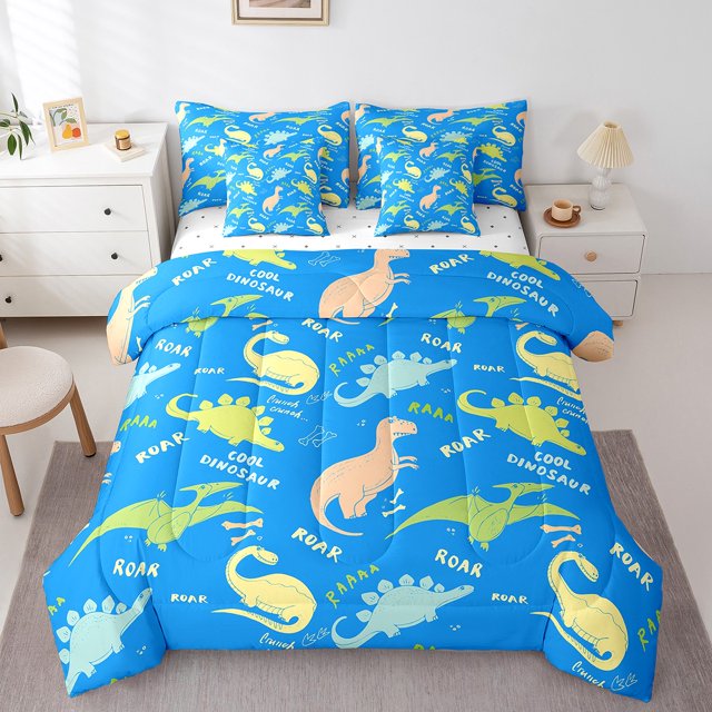 YST Ensemble de Literie Dessin Animé Dino 7 Pcs, Taille Complète
